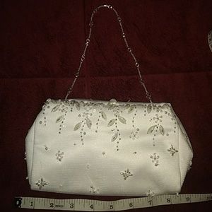 Beaded, white handbag.